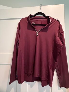 Women's Quarter-Zip Pullover Top - Burgundy